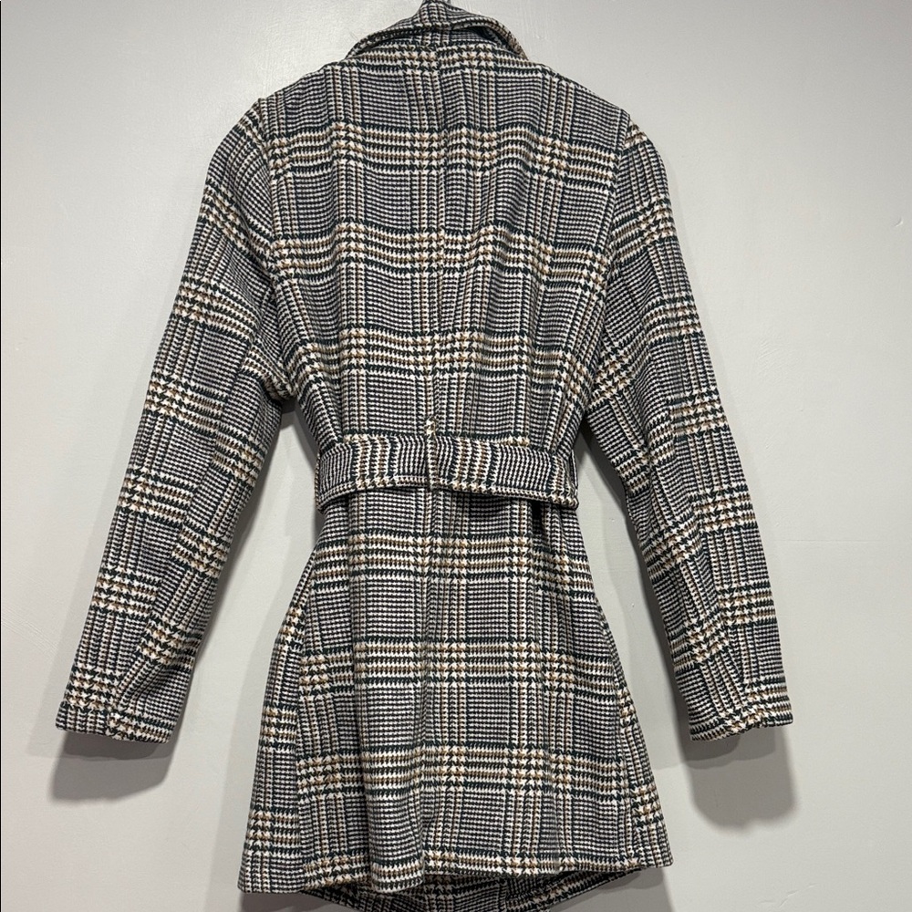 Love Tree Black and White Plaid Trench Coat - Picture 7 of 7
